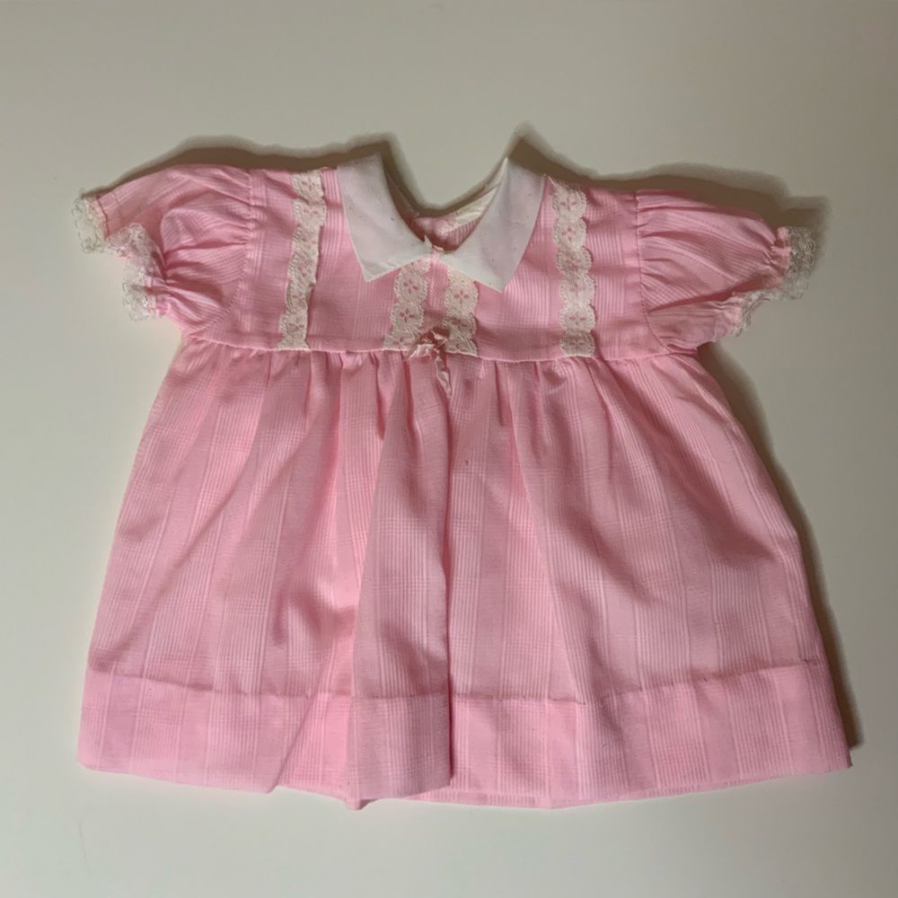 Vintage Pink Lace-Trimmed Dress